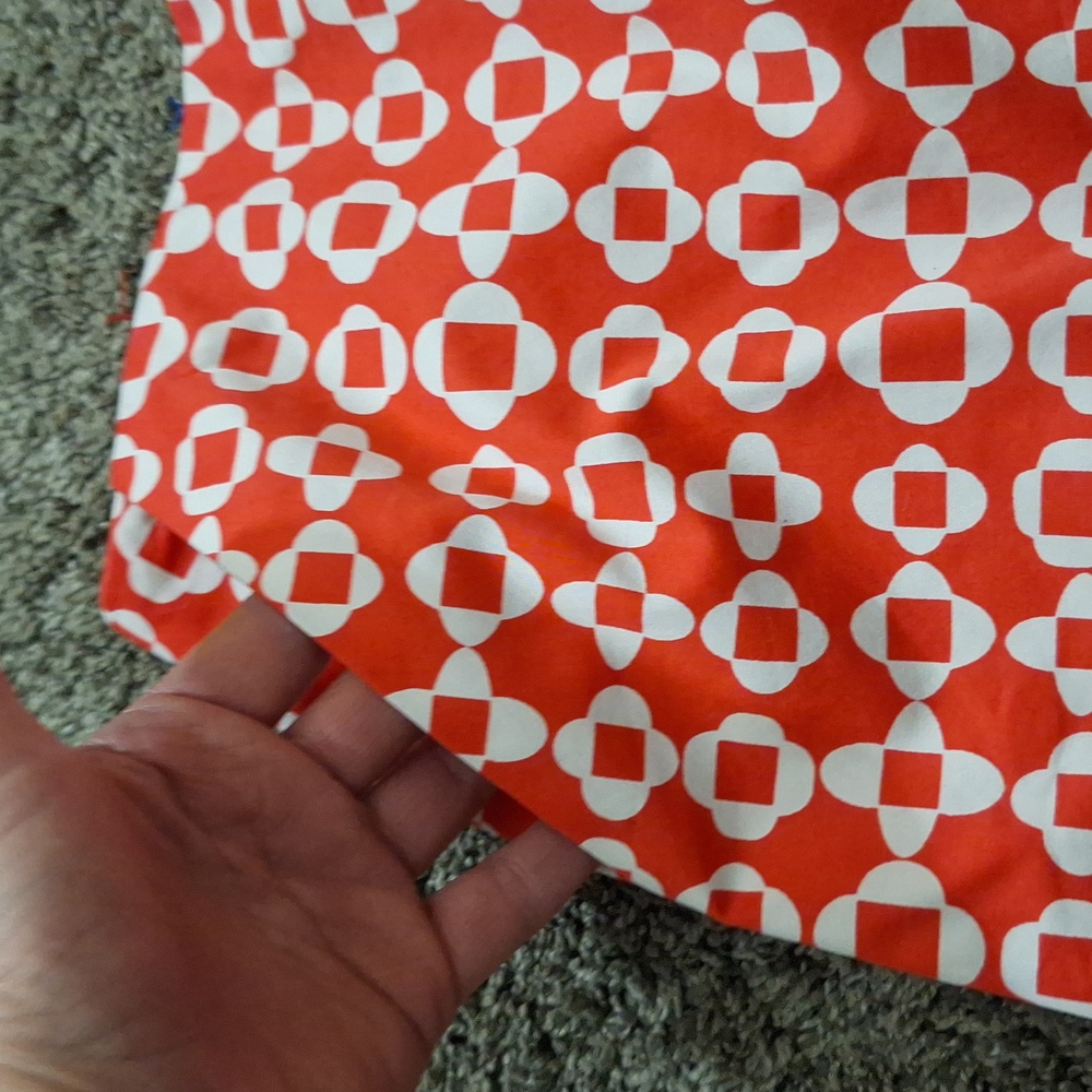 Boden cotton a-line mini skirt - 8 - red-orange white abstract medallion print - Picture 2 of 10
